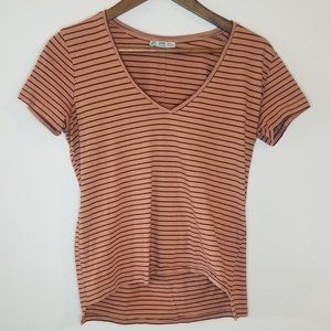 Zara Red and Pink Striped Top